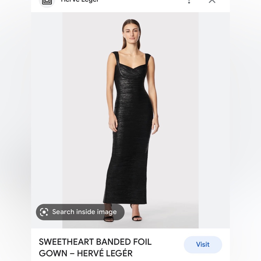 Herve leger sweetheart banded foil gown